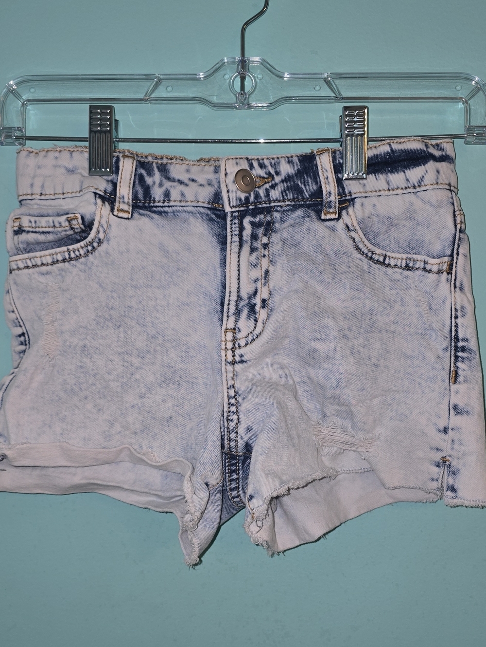 wonder nation White & Blue Acid Wash Denim Shorts